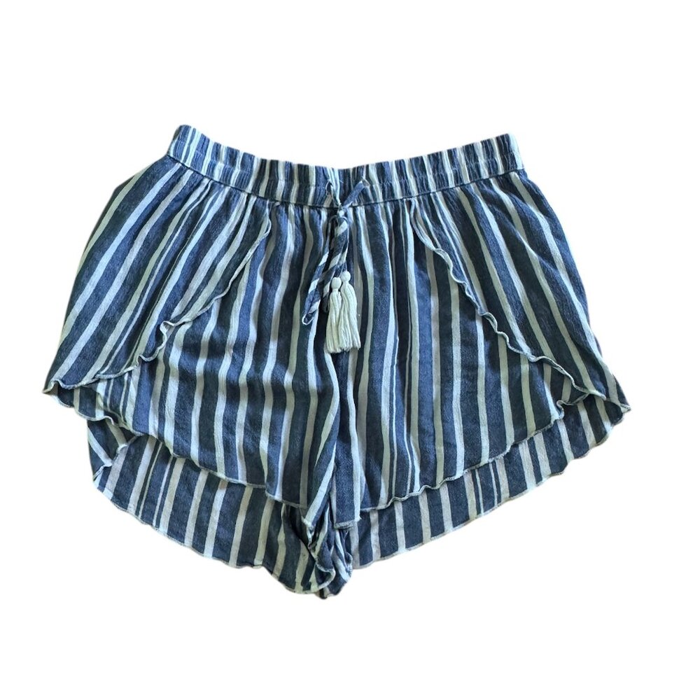 American Eagle Outfitters-Blue & White Striped Flowy Shorts with Tie